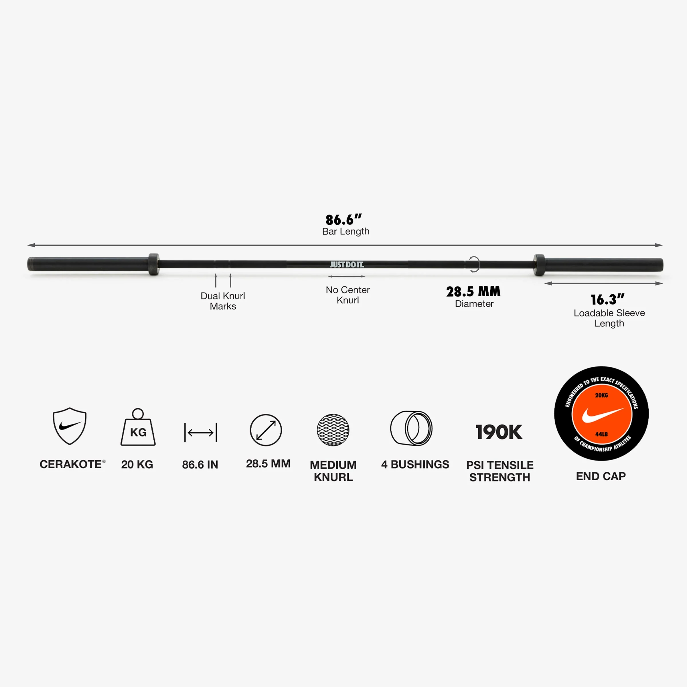 20 kg Nike Barbell and Plate Set - Image 100