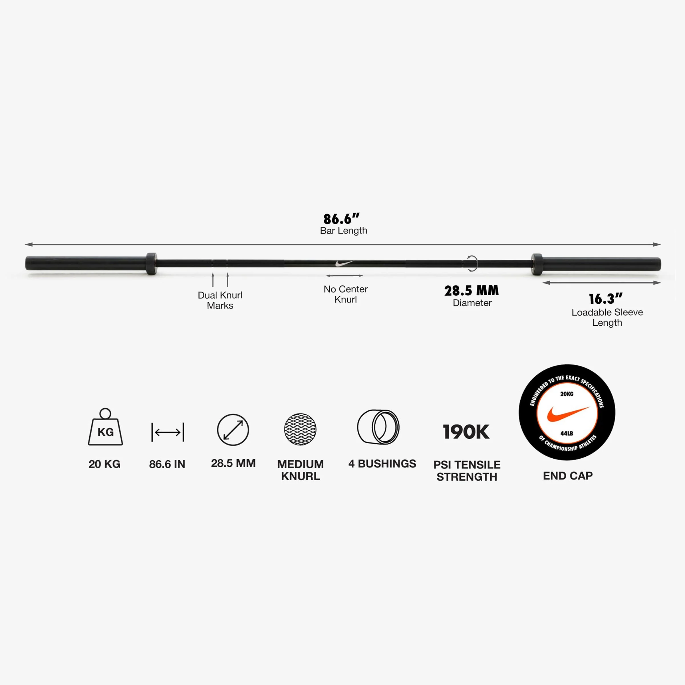 20 kg Nike Barbell and Plate Set - Image 106