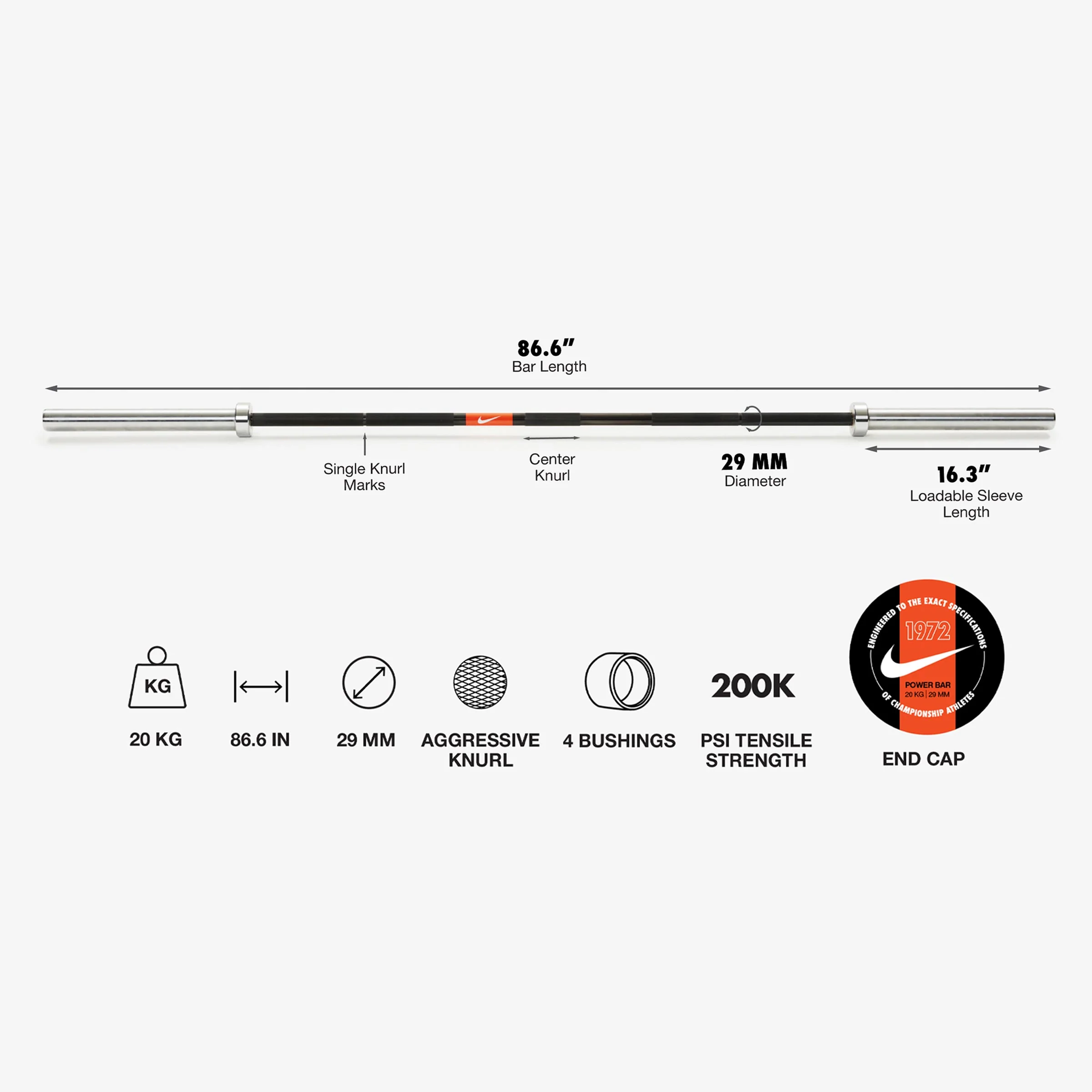 20 kg Nike Barbell and Plate Set - Image 93