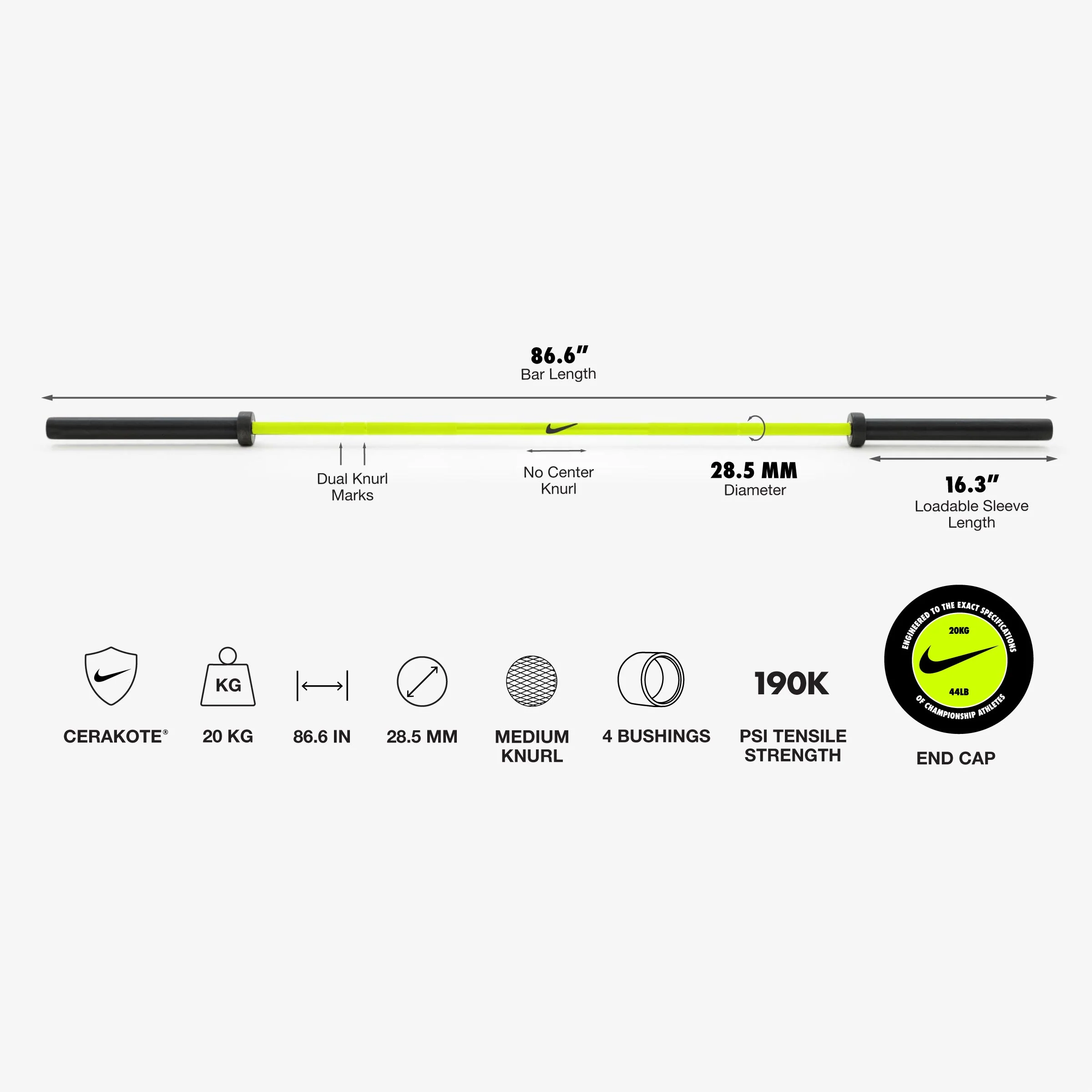 20 kg Nike Barbell and Plate Set - Image 96