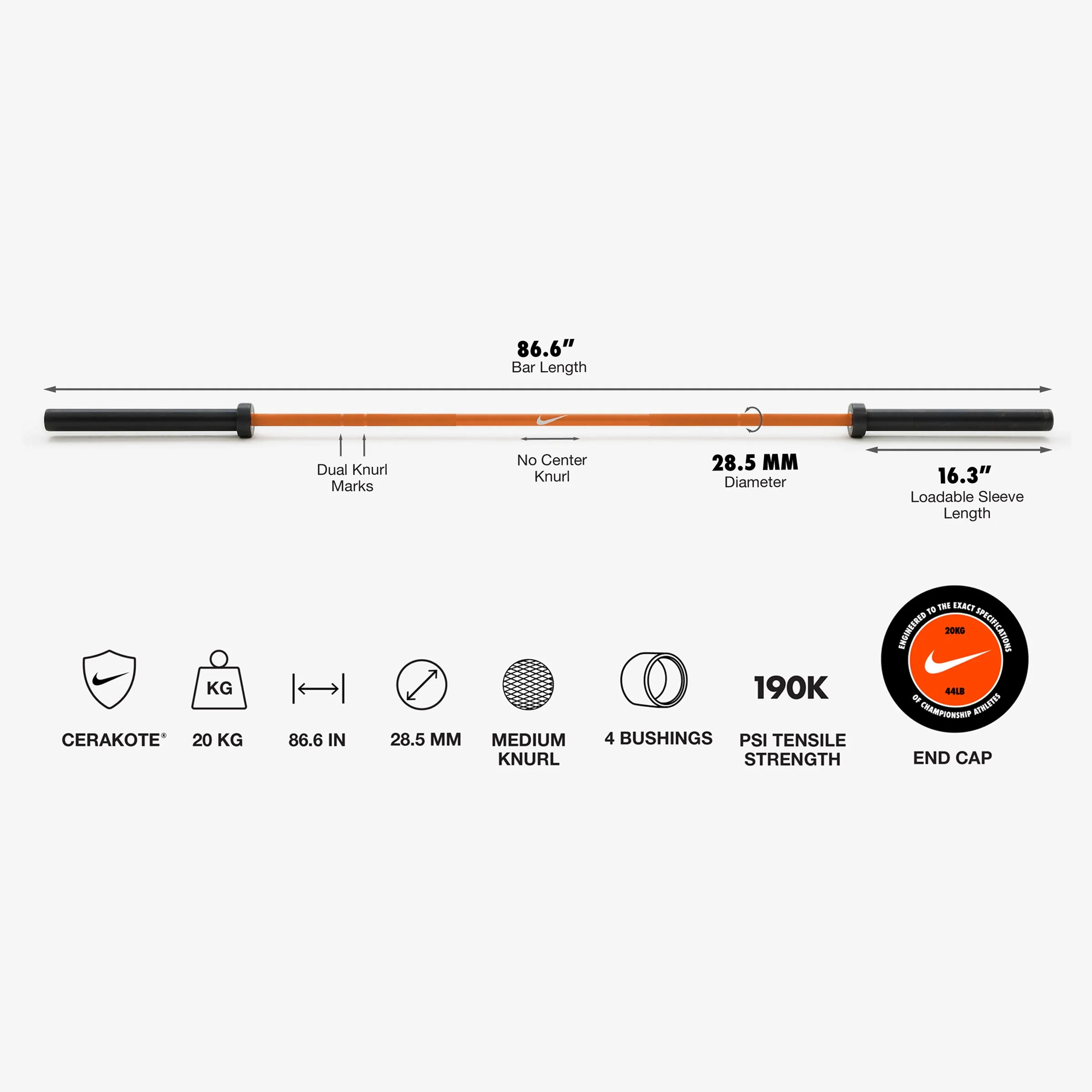 20 kg Nike Barbell and Plate Set - Image 98